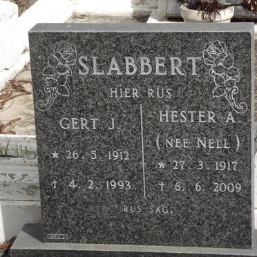 SLABBERT Gert J. 1912-1993 &amp; Hester A. NELL 1917-2009