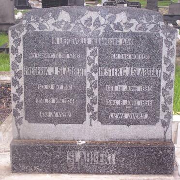SLABBERT Frederik J. 1882-1934 &amp; Hester C.J. 1885-1958