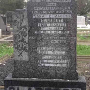SLABBERT Gert Renier 1877-1971 &amp; Sarah Elizabeth BEKKER 1884-1953