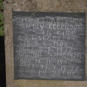 SLABBERT A.J.E. 1909-1937 :: SLABBERT Johannes Benjamin 1937-1937