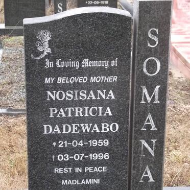 SOMANA Nosisana Patricia Dadewabo 1959-1996