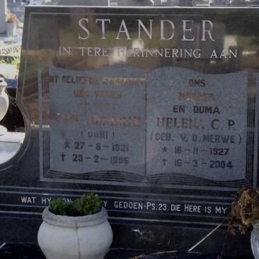 STANDER Jan Hendrik 1921-1995 &amp; Helena C.P. V.D. MERWE 1927-2004