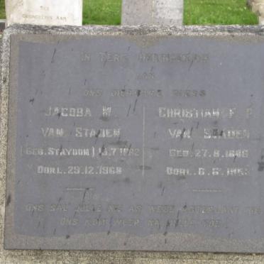 STADEN Jaboba M., van STRYDOM 1882-1968 &amp; Christian F.P. 1886-1963