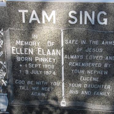 TAM SING Ellen Elaan nee PINKEY 1908-1974