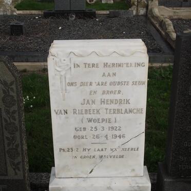 TERBLANCHE Jan Hendrik Van Riebeek 1922-1946