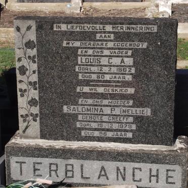 TERBLANCHE Louis C.A. -1962 &amp; Salomina P. GREEFF -1979