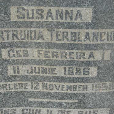 TERBLANCHE Petrus 1885-1966 &amp; Susanna Gertruida FERREIRA 1886-1958