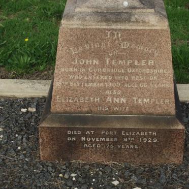 TEMPLER John -1909 &amp; Elizabeth Ann -1929