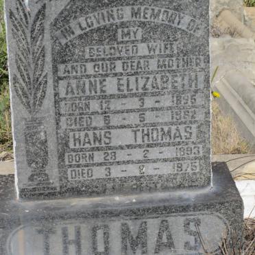 THOMAS Hans 1893-1975 &amp; Anne Elizabeth 1895-1962