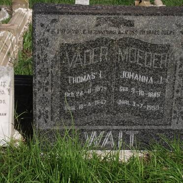 WAIT Thomas L. 1875-1947 &amp; Johanna J. 1885-1950