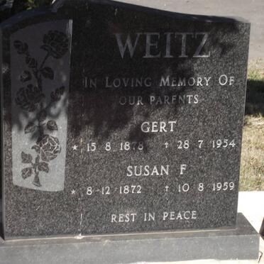 WEITZ Gert 1878-1954 &amp; Susan F. 1872-1959