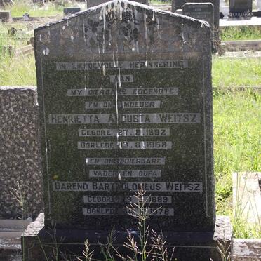 WEITSZ Barend Bartholomeus 1889-1978 &amp; Henrietta Augusta 1892-1968