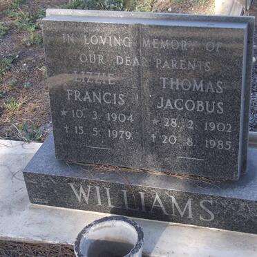 WILLIAMS Thomas Jacobus 1902-1985 &amp; Lizzie Francis 1904-1979