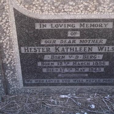WILSON Hester Kathleen nee V.D. BERG 1896-1945