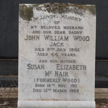 WOOD John William -1952 :: Mc NAIR Susan Elizabeth formerly WOOD 1911-1968