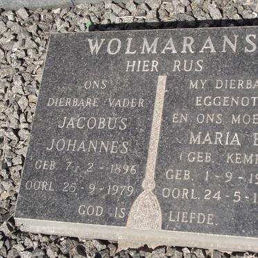 WOLMARANS Jacobus Johannes 1896-1979 &amp; Maria E. KEMP 1903-1974