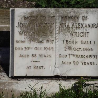 WRIGHT John Mosse 1857-1945 &amp; Nina Alexandra BALL 1866-1957