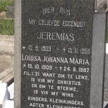 ? Jeremias 1903-1966 &amp; Louisa Johanna Maria 1909-1987