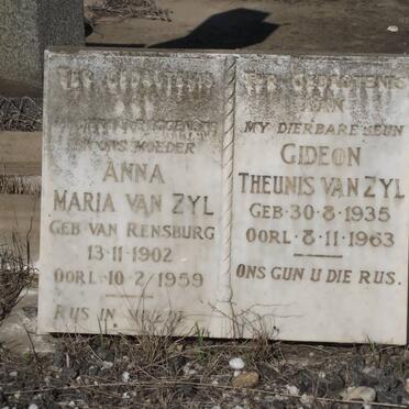 ZYL Anna Maria, van nee VAN RENSBURG 1902-1959 :: ZYL Gideon Theunis, van 1935-1963