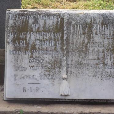 ZIMMER Karl F. 1865-1922 &amp; Emily LANGLEY 1868-1957