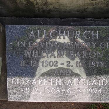 ALLCHURCH William Baron 1902-1979 &amp; Elizabeth Adelaide 1908-1994