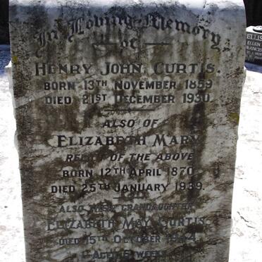 CURTIS Henry John 1859-1930 &amp; Elizabeth Mary 1870-1939 :: CURTIS Elizabeth May -1944 :: CURTIS May Vincent 1896-1980
