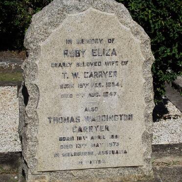 CARRYER Thomas Waddington 1881-1973 &amp; Ruby Eliza 1884-1947