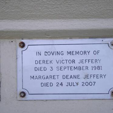 JEFFERY Derek Victor -1981 &amp; Margaret Deane -2007
