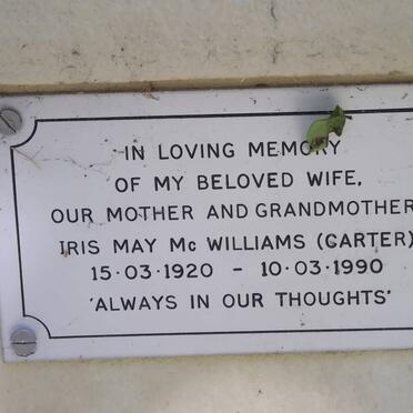 Mc WILLIAMS Iris May nee CARTER 1920-1990