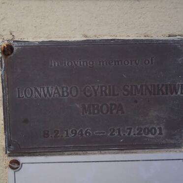 MBOPA Lonwabo Cyril Simnikiwe 1946-2001 