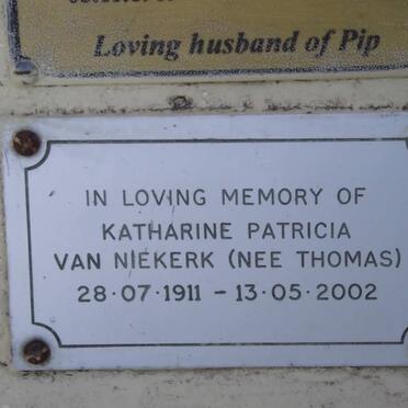 NIEKERK Katharine Patricia, van  nee THOMAS 1911-2002