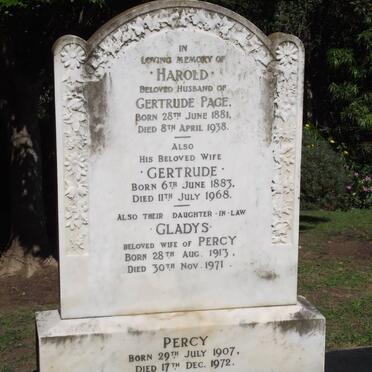 PAGE Harold 1881-1938 &amp; Gertrude 1883-1968 :: PAGE Percy 1907-1972 &amp; Gladys 1913-1971 