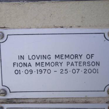 PATERSON Fiona Memory 1970-2001