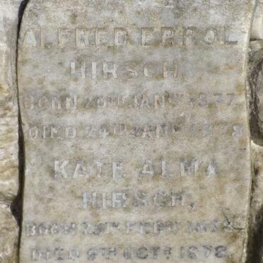 HIRSCH Alfred Errol 1877-1878 :: HIRSCH Kate Alma1878 -1878