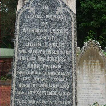 LESLIE Norman -1927 &amp; Florence Ann Dove PARKIN 1863-1835