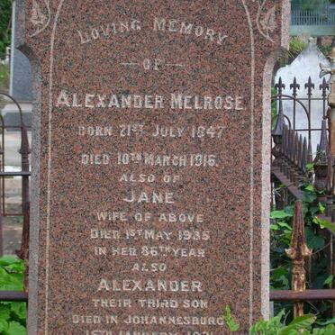 MELROSE Alexander 1847-1916 &amp; Jane -1935 :: MELROSE Alexander -1931