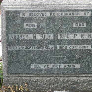 RICE Reg P.R. -1952 &amp; Audrey M. -1953