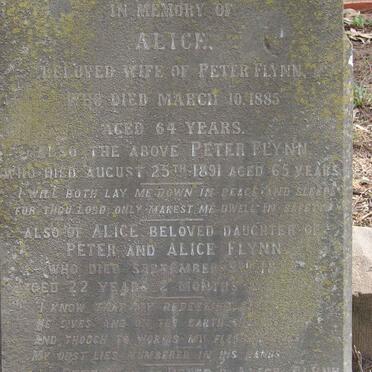 FLYNN Peter -1891 &amp; Alice -1885 :: FLYNN Alice -18?? :: FLYNN Peter -1844