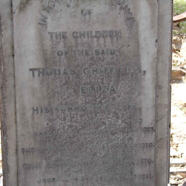 GRIFFITHS Sarah 1863-1863 :: GRIFFITHS Elizabeth Jane 1855-1870 :: GRIFFITHS Emily Phobe 1861-1870 :: GRIFFITHS John 1871-1871