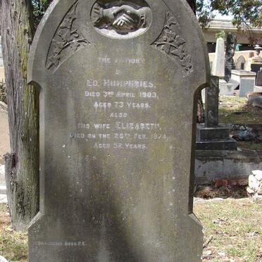 HUMPHRIES E.D. -1903 &amp; Elizabeth -1874 