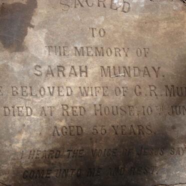 MUNDAY Sarah -1886 