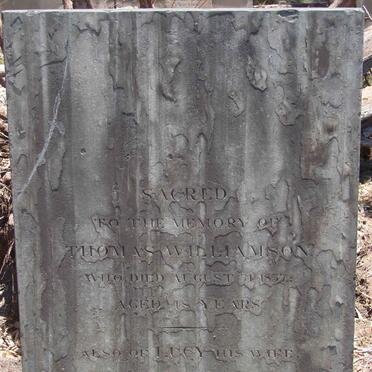 WILLIAMSON Thomas -1837 &amp; Lucy -1838