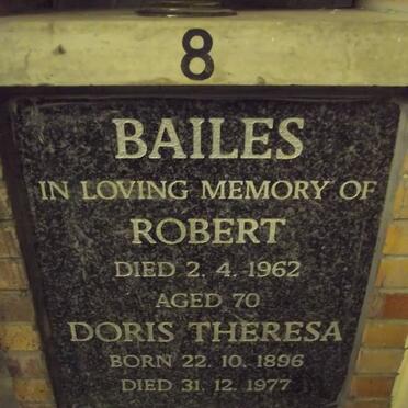 BAILES Robert -1962 &amp; Doris Theresa 1896-1977