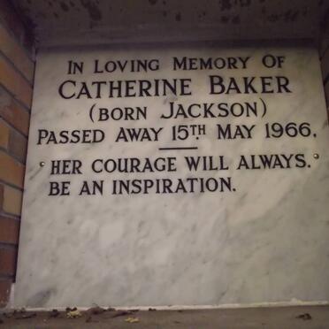 BAKER Catherine nee JACKSON -1966