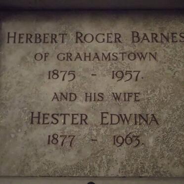 BARNS Herbert Roger 1875-1957 &amp; Hester Edwina 1877-1963