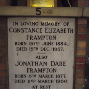 FRAMPTON Jonathan Dare 1877-1960 &amp; Constance Elizabeth 188-1957