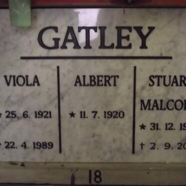 GATLEY Albert 1920- &amp; Viola 1921-1989 :: GATLEY Stuart Malcolm 1949-2005