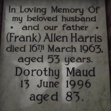 HARRIS Allen -1963 &amp; Dorothy Maud -1996