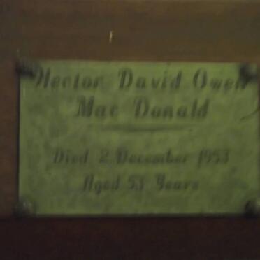 MACDONALD Hector David Owen -1953