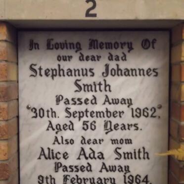 SMITH Stephanus Johannes -1962 &amp; Alice Ada -1964